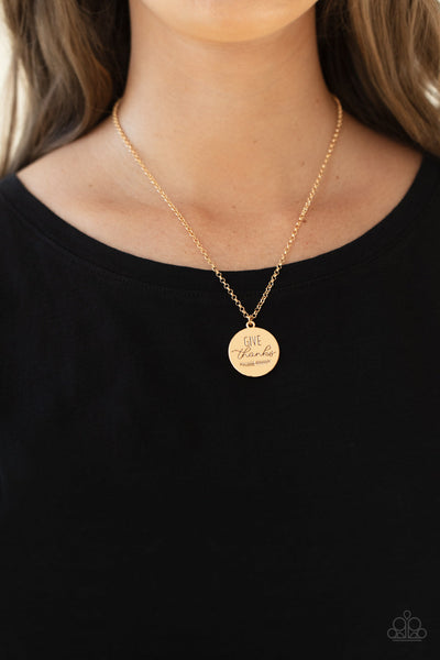 Give Thanks - Gold Paparazzi Necklace (#4273)