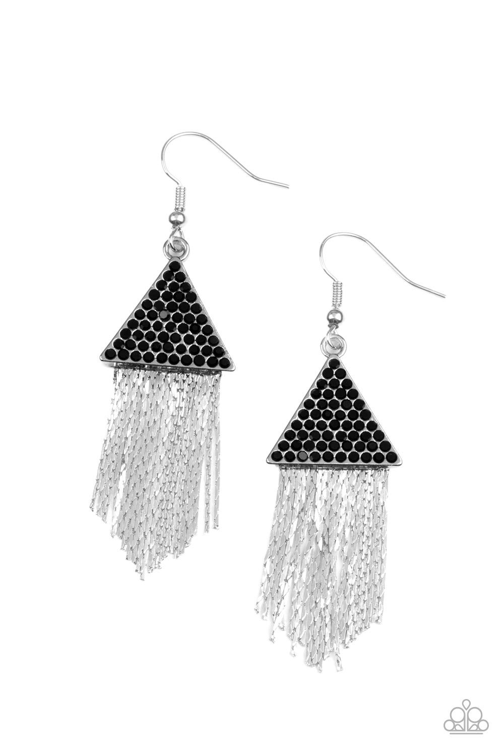 Pyramid SHEEN - Black Paparazzi Earrings (#4580)