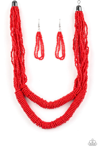 Paparazzi Necklace - Right As RAINFOREST - Red (PZ-403)