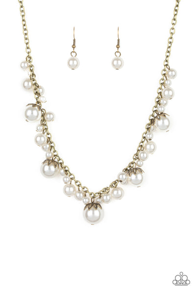 Paparazzi Necklace - Uptown Pearls - Brass (#216)