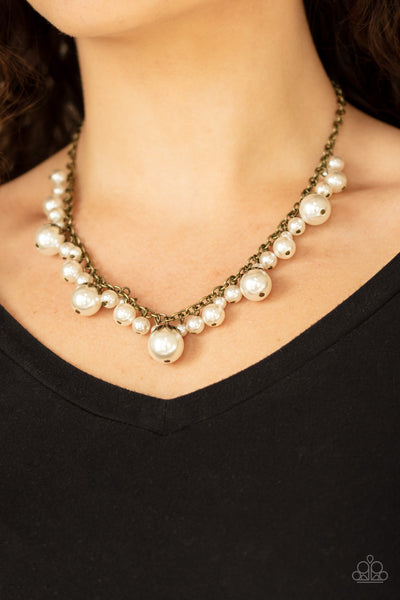 Paparazzi Necklace - Uptown Pearls - Brass (#216)
