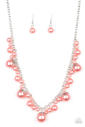 Paparazzi Necklace - Uptown Pearls - Orange (#1436)