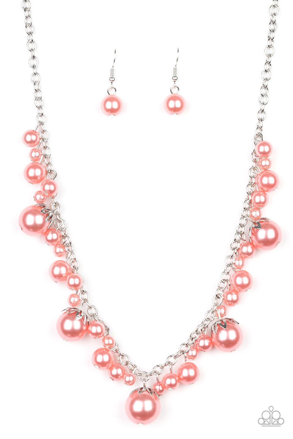 Paparazzi Necklace - Uptown Pearls - Orange (#1436)