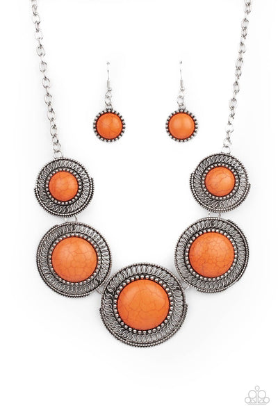 She Went West - Orange Paparazzi Necklace