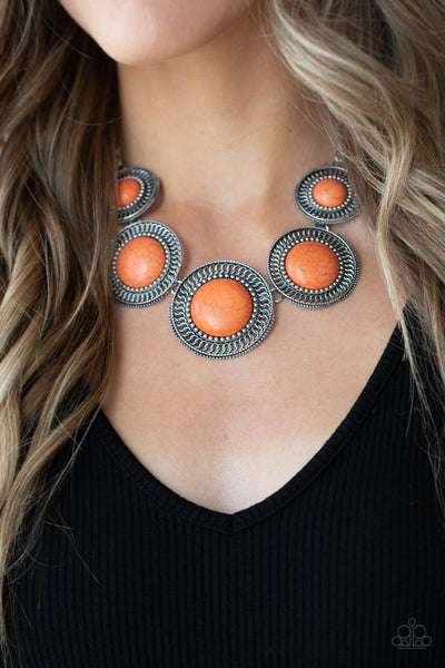 She Went West - Orange Paparazzi Necklace
