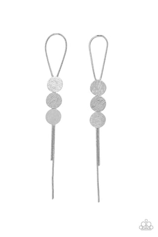 Bolo Beam - Silver Paparazzi Earrings (#4885)