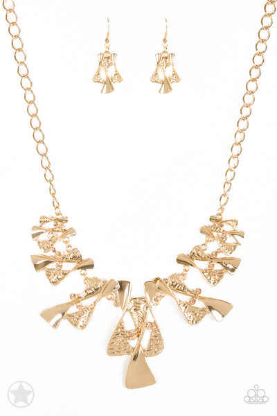 Paparazzi Blockbuster Necklace - The Sands of Time - Gold (BB018)