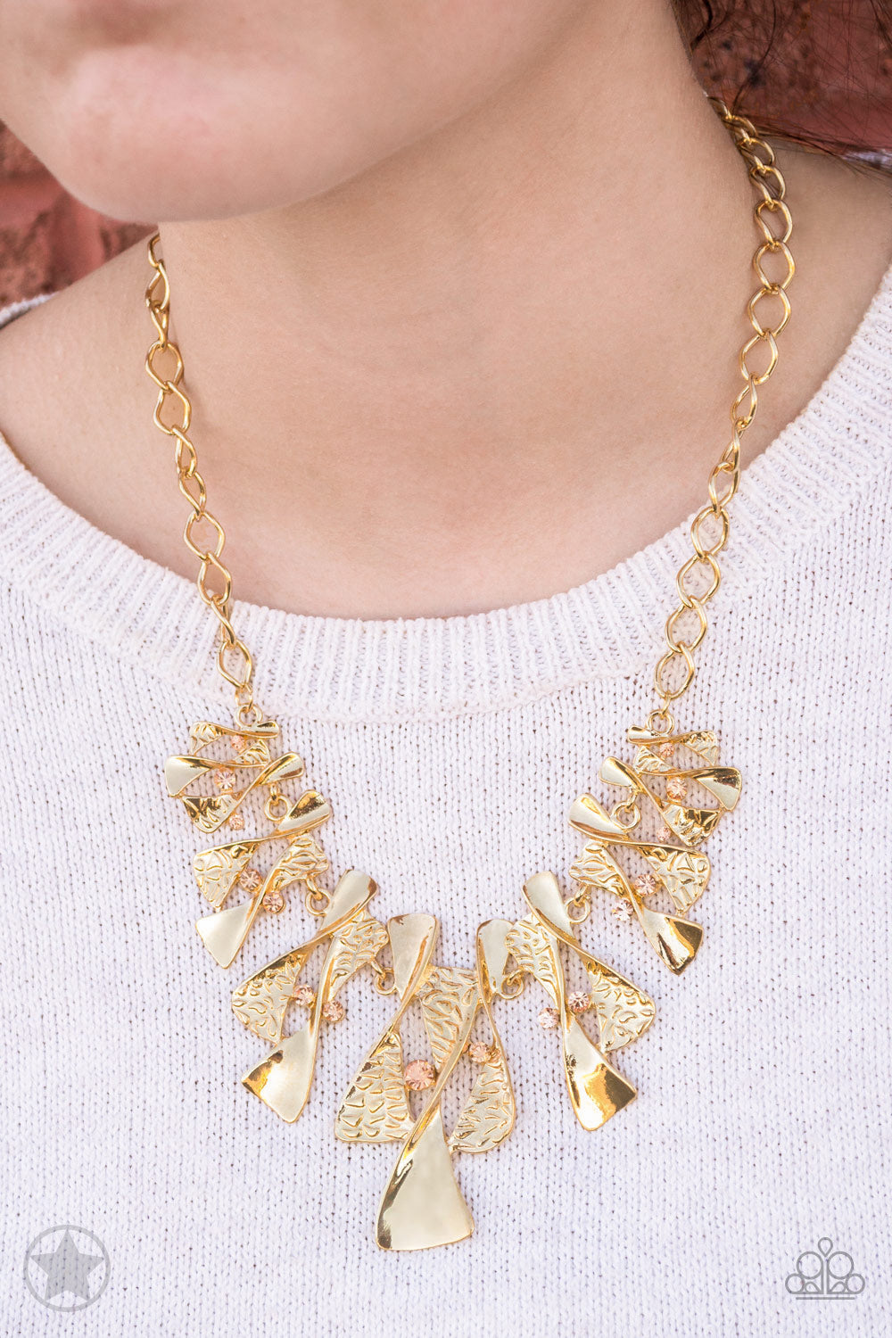 Paparazzi Blockbuster Necklace - The Sands of Time - Gold (BB018)