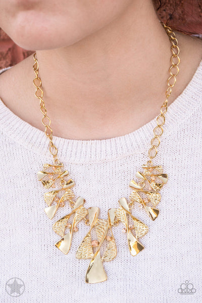Paparazzi Blockbuster Necklace - The Sands of Time - Gold (BB018)