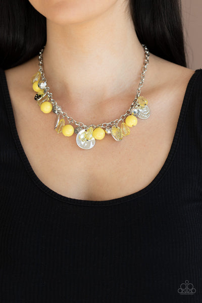 Prismatic Sheen - Yellow-Paparazzi Necklace (PZ-863)