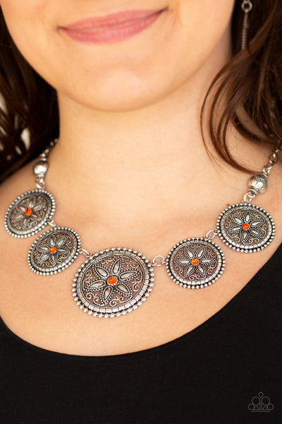 Paparazzi Necklace -Written In The STAR LILIES - Orange (PZ-595)