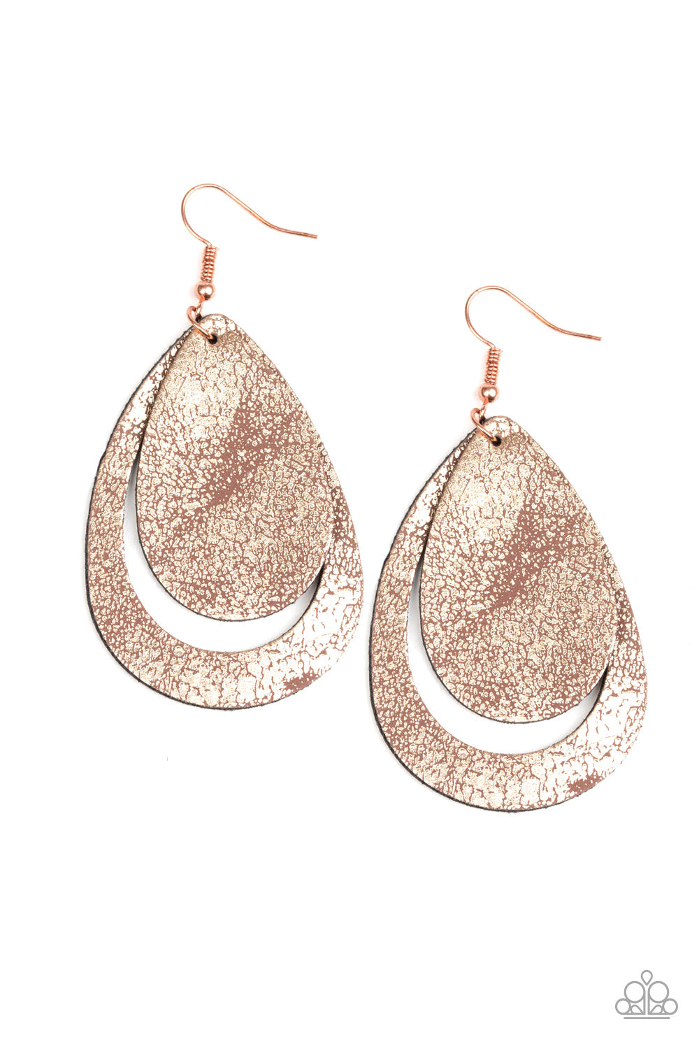Paparazzi Leather Fishhook Earring - Fiery Firework - Copper (PZ-388)