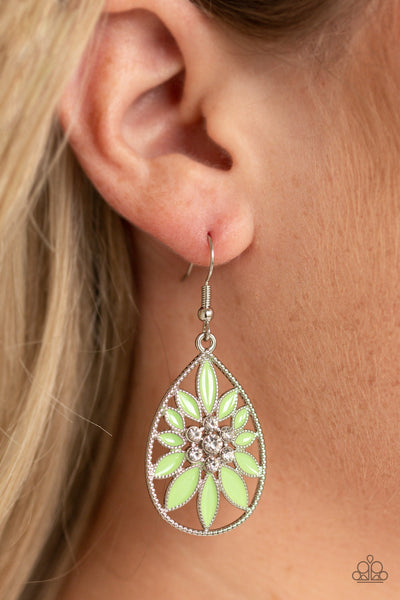 Paparazzi Fishhook Earrings - Floral Morals - Green (PZ-306)
