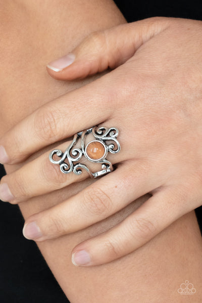 Glimmering Grapevines - Orange Paparazzi Ring
