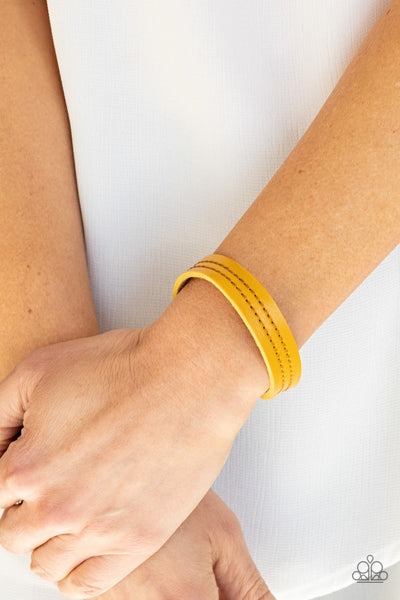 Life is WANDER-ful - Yellow Paparazzi Wrap Bracelet