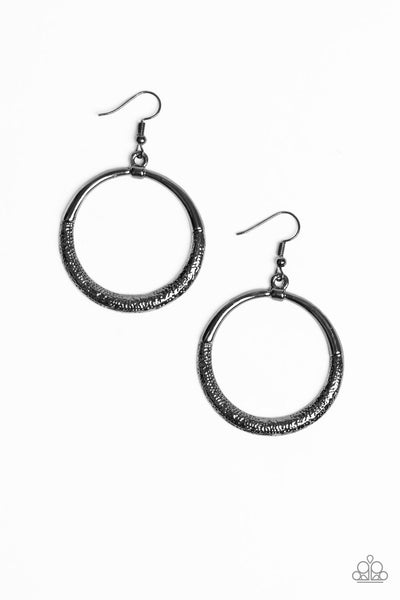 Paparazzi Earrings - Modern Shimmer - Black/Gun Metal (#1709)
