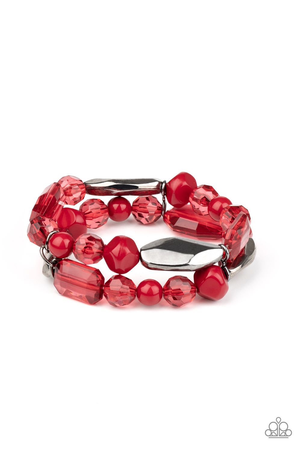 Rockin Rock Candy - Red-Paparazzi Bracelet (PZ-176)