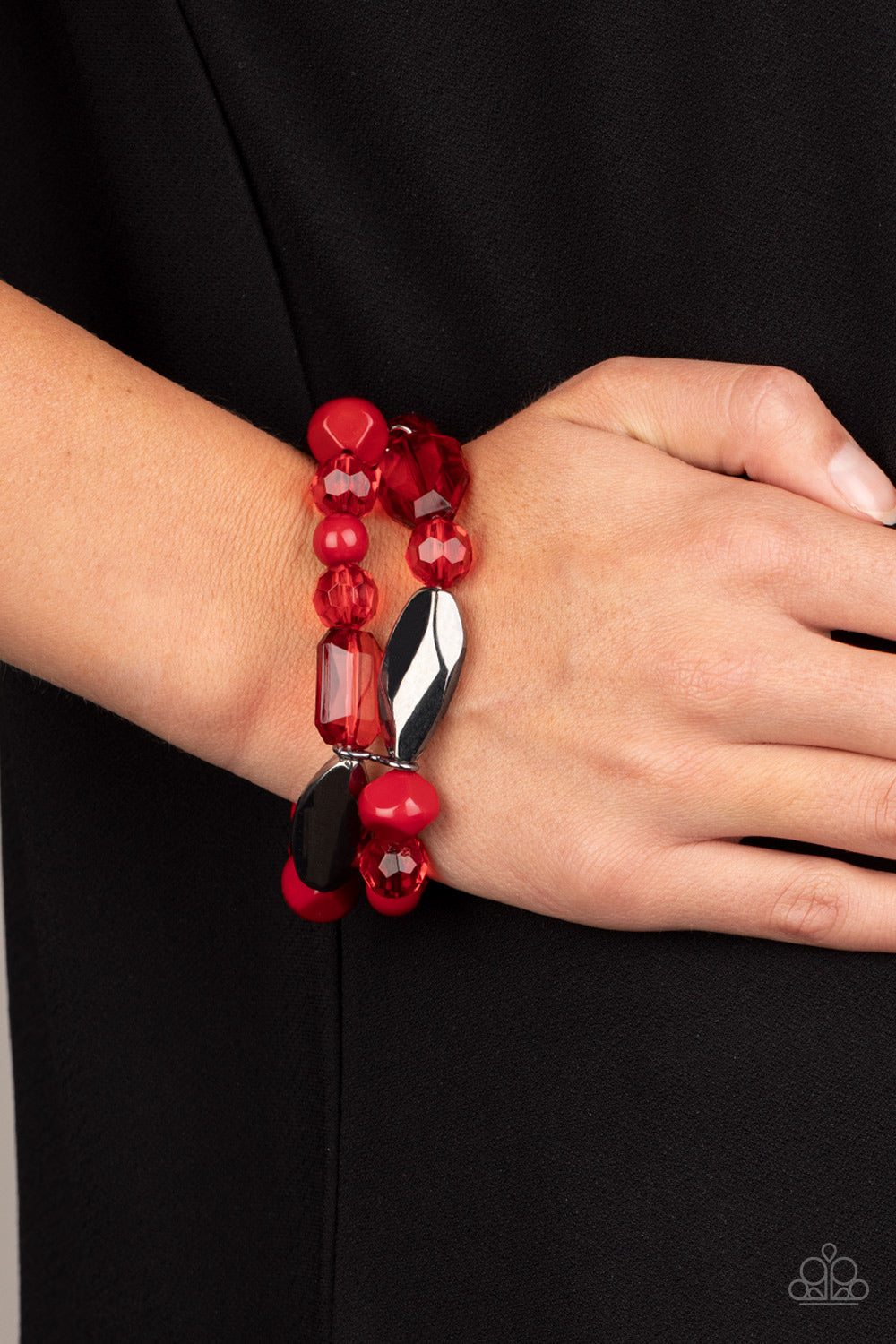 Rockin Rock Candy - Red-Paparazzi Bracelet (PZ-176)