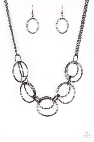 Urban Orbit - Black-Paparazzi Necklace (#1496)