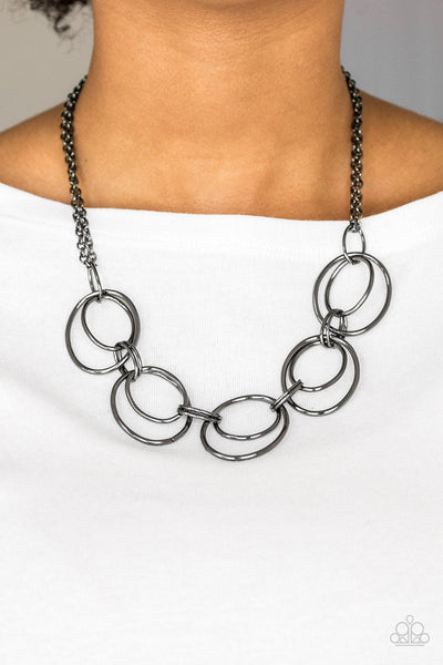 Urban Orbit - Black-Paparazzi Necklace (#1496)
