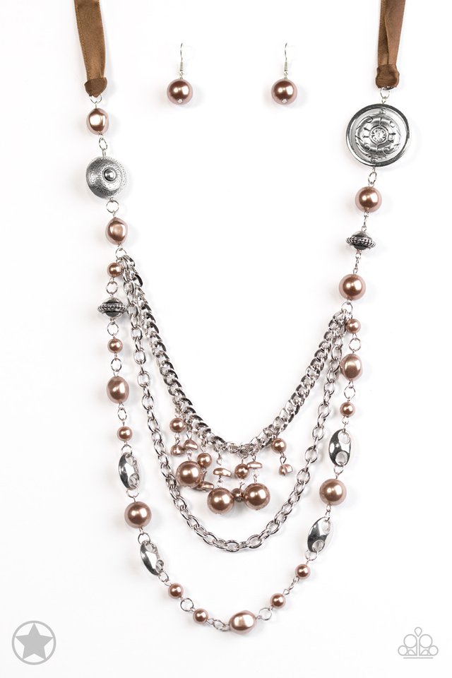 Paparazzi Blockbuster Necklace - All The Trimmings - Brown