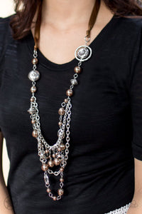 Paparazzi Blockbuster Necklace - All The Trimmings - Brown