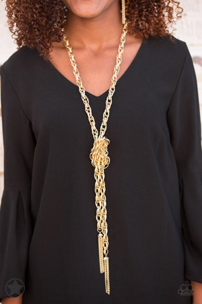Paparazzi Blockbuster Necklace - SCARFed for Attention - Gold (BB040)