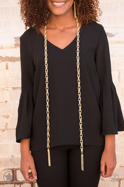 Paparazzi Blockbuster Necklace - SCARFed for Attention - Gold (BB040)