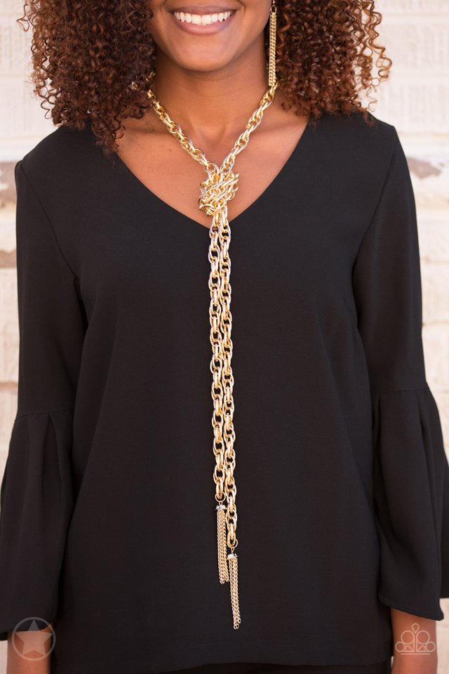 Paparazzi Blockbuster Necklace - SCARFed for Attention - Gold (BB040)