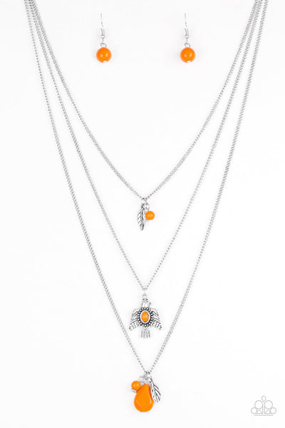 Soar With The Eagles - Orange Paparazzi Necklace