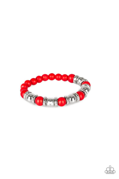 Paparazzi Stretch Bracelet - Across The Mesa - Red (#1956)