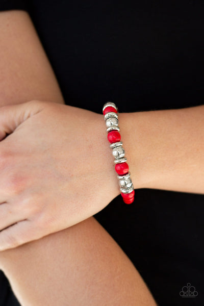 Paparazzi Stretch Bracelet - Across The Mesa - Red (#1956)
