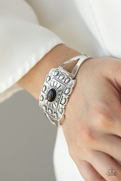 Paparazzi Hinged Bracelet - BIG House On The Prairie - Black
