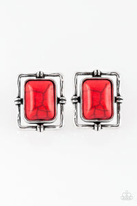 Paparazzi Post Earrings - Center STAGECOACH - Red (#304)