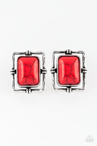 Paparazzi Post Earrings - Center STAGECOACH - Red (PZ-304)