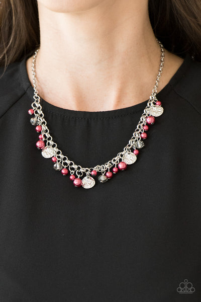 Coastal Cache - Red Paparazzi Necklace (#1813)