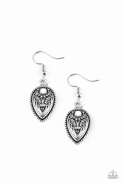 Paparazzi Earrings - Distance PASTURE - White (#291)