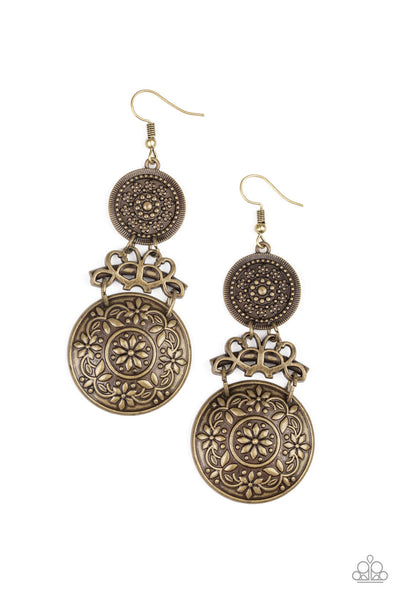 Garden Adventure - Brass-Paparazzi Earrings (#949)