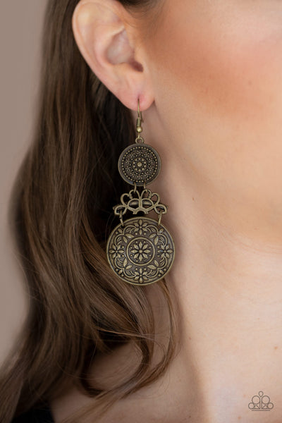 Garden Adventure - Brass-Paparazzi Earrings (#949)