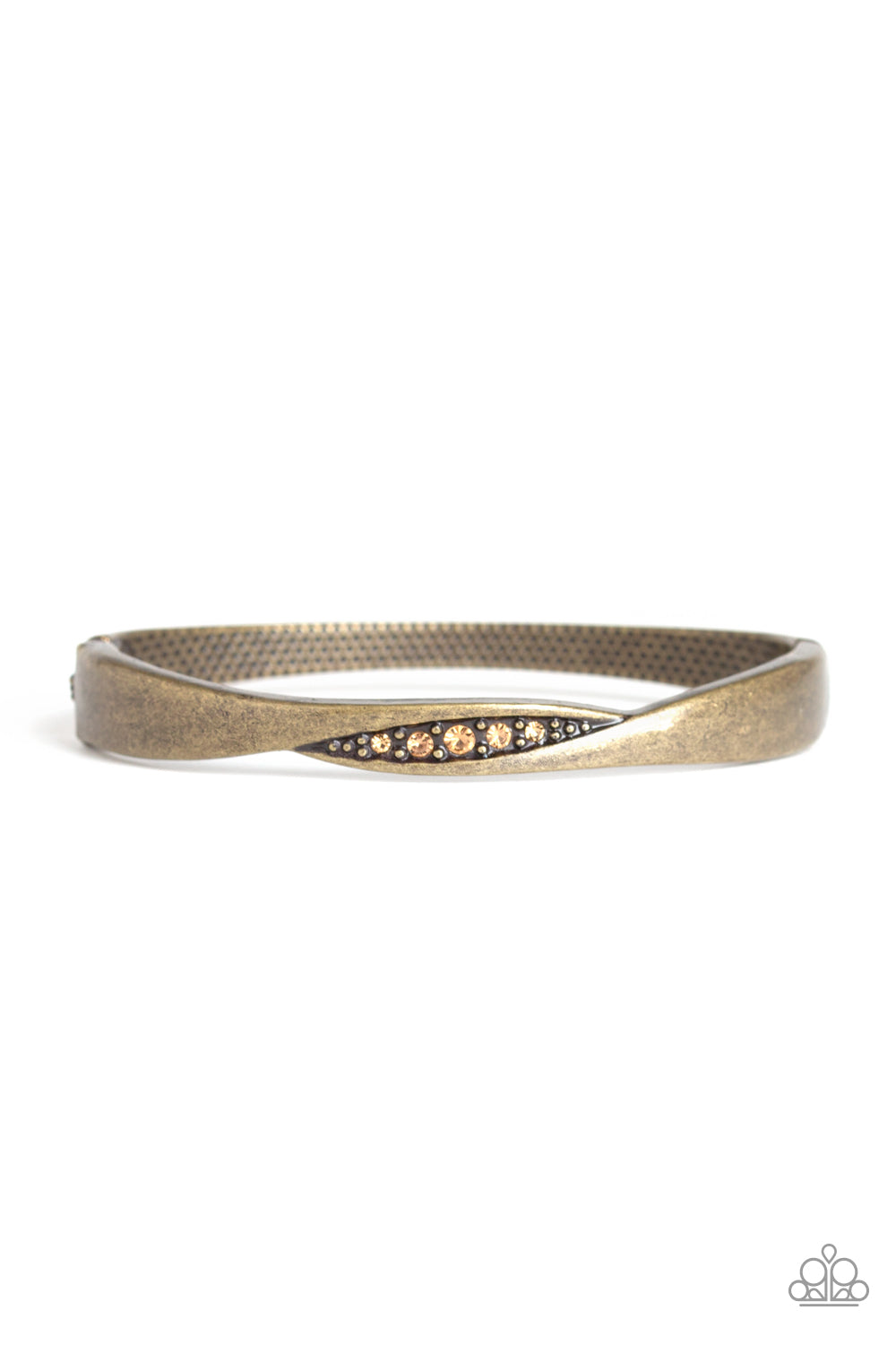 Paparazzi Hinged Bracelet - Glittering Grit - Brass (#2122)