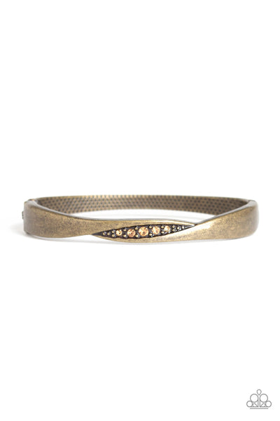 Paparazzi Hinged Bracelet - Glittering Grit - Brass (#2122)
