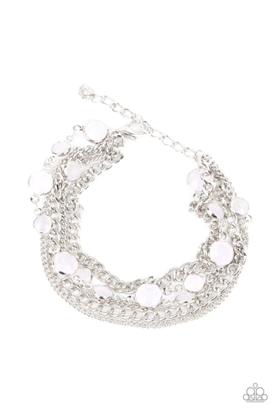 Glossy Goddess - White Paparazzi Bracelet (#4637)