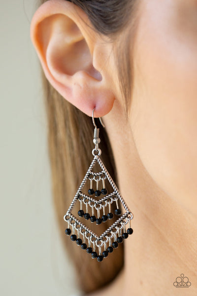 Paparazzi Fishhook Earrings - Kite Race - Black (PZ-118)