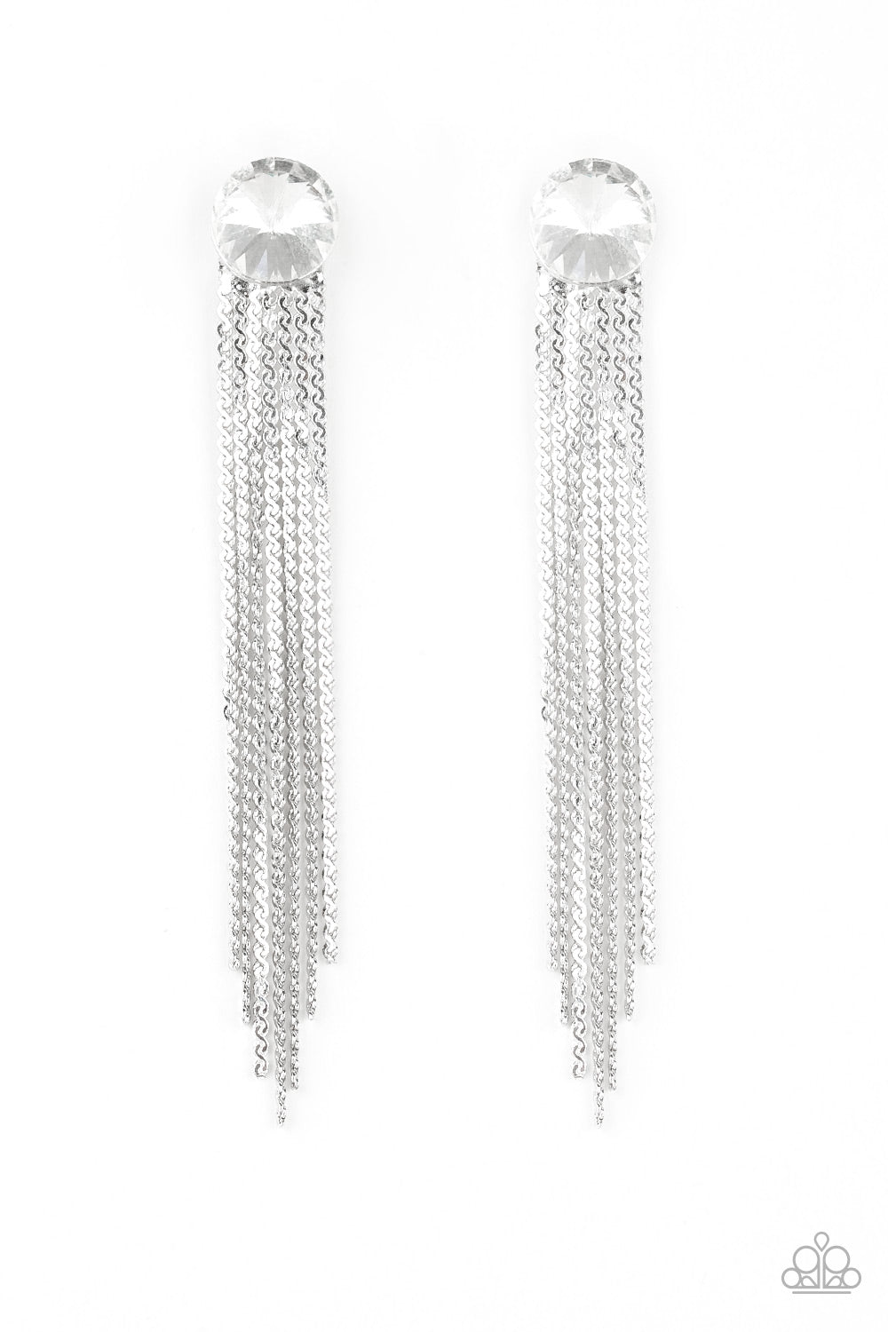 Level Up - White-Paparazzi Earring (PZ-1113)