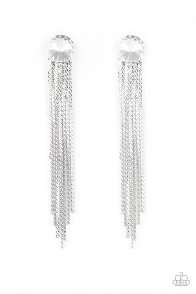 Level Up - White-Paparazzi Earring (#1113)