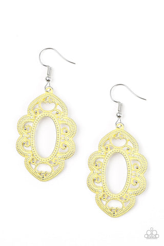 Paparazzi Fishhook Earrings - Mantras and Mandalas - Yellow (PZ-017)