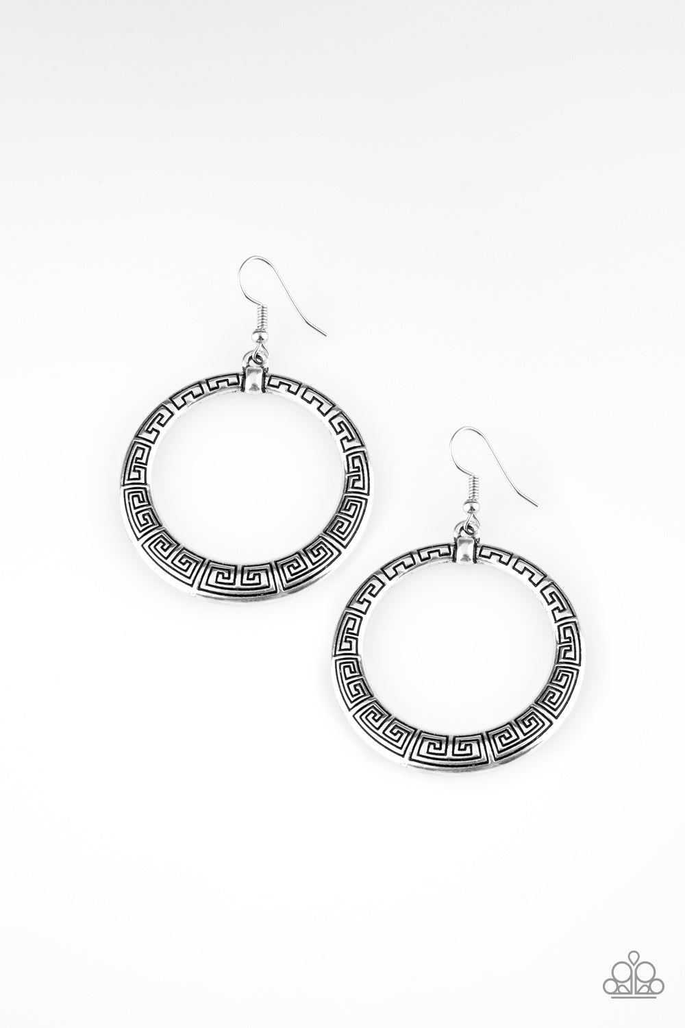 Mayan Mantra - Silver-Paparazzi Earrings (PZ-199)