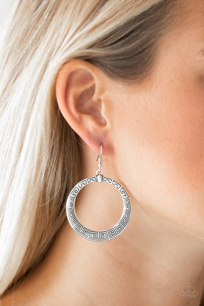 Mayan Mantra - Silver-Paparazzi Earrings (PZ-199)