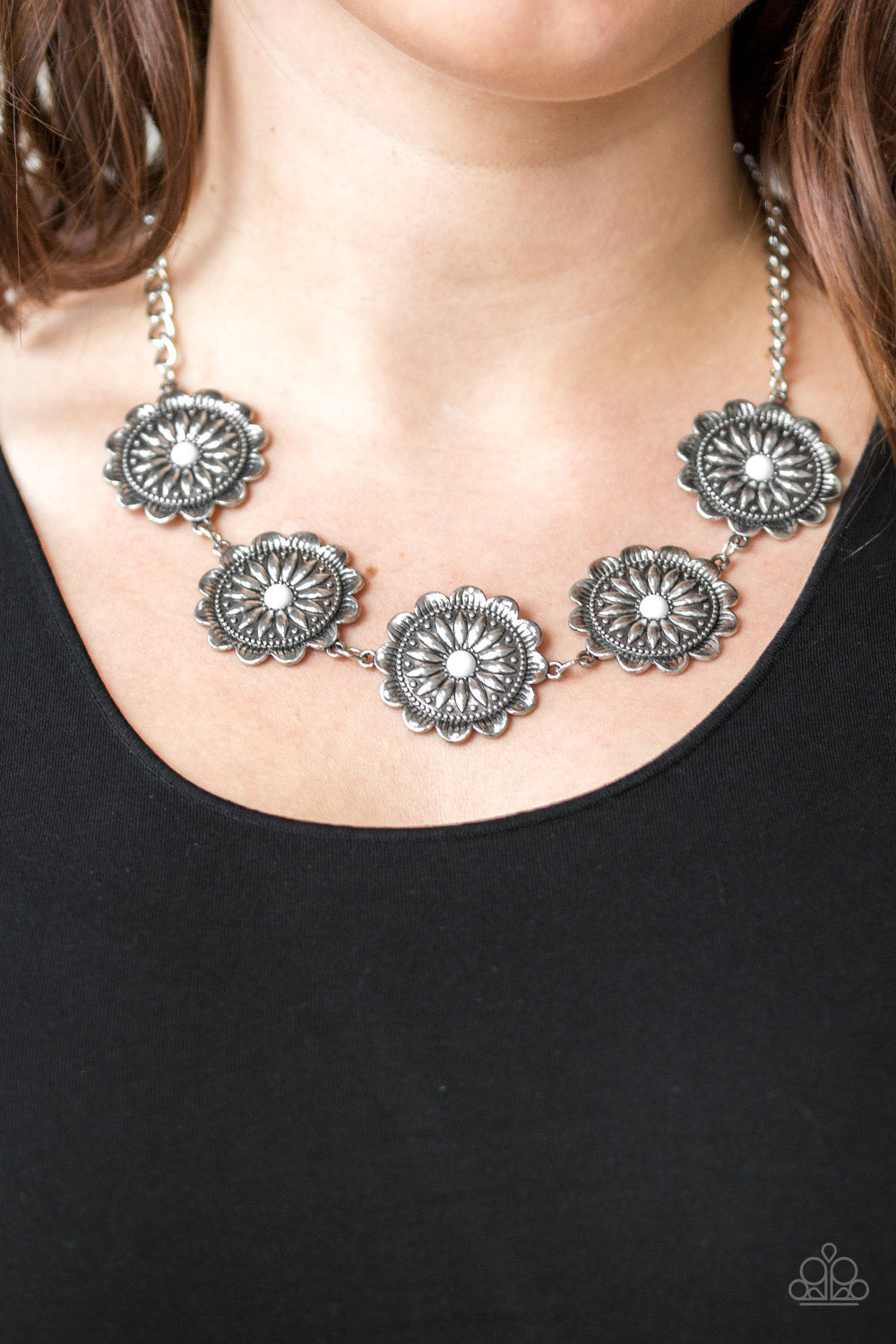 Me-dallions, Myself, and I - White Paparazzi Necklace (PZ-147)