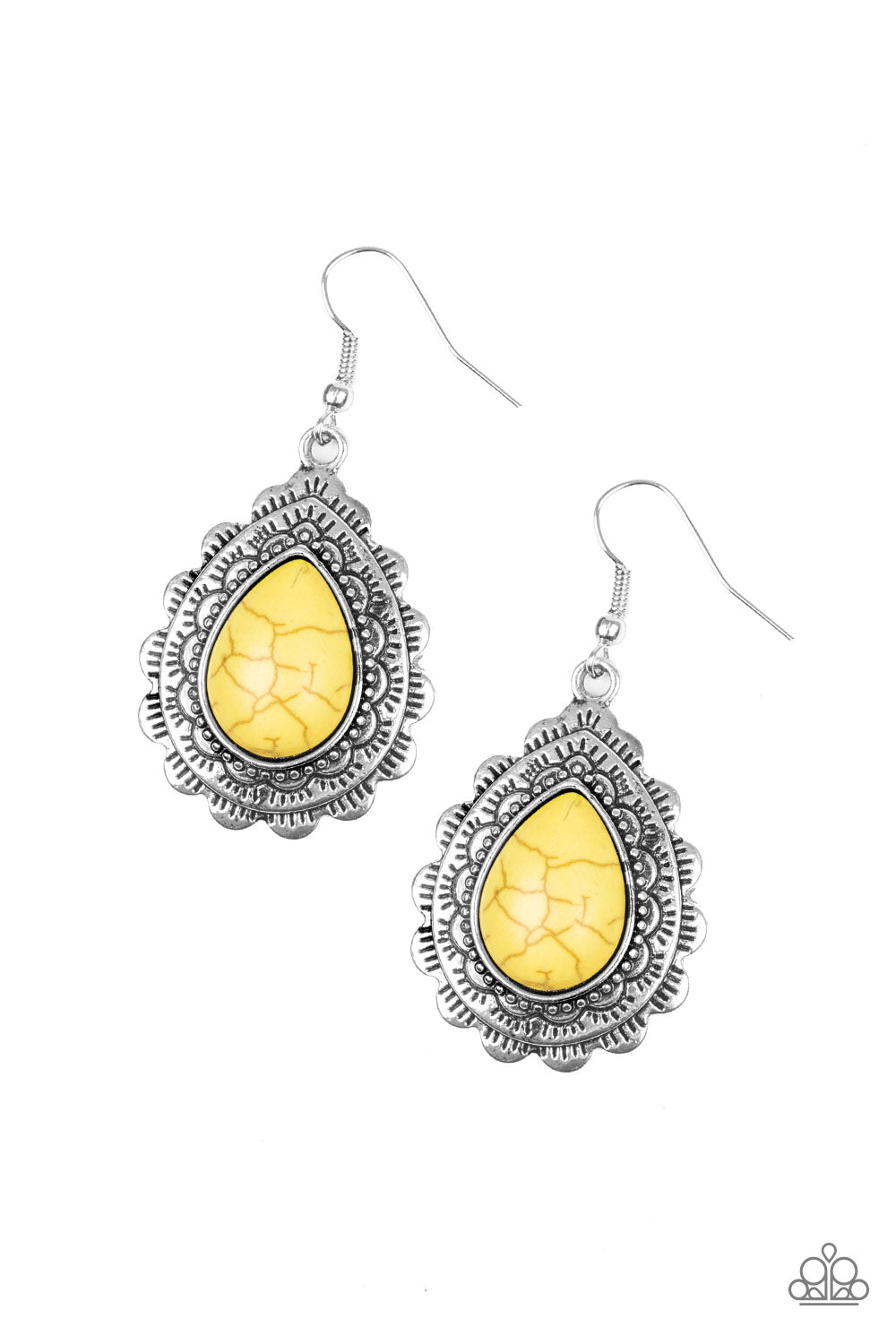 Paparazzi Earrings - Mesa Mustang - Yellow (#1692)